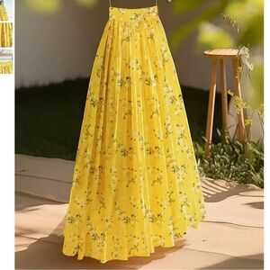 Floral Yellow Maxi Skirt